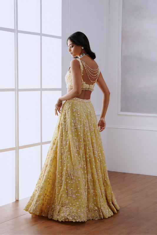 Butter Yellow Floral Lehanga Set