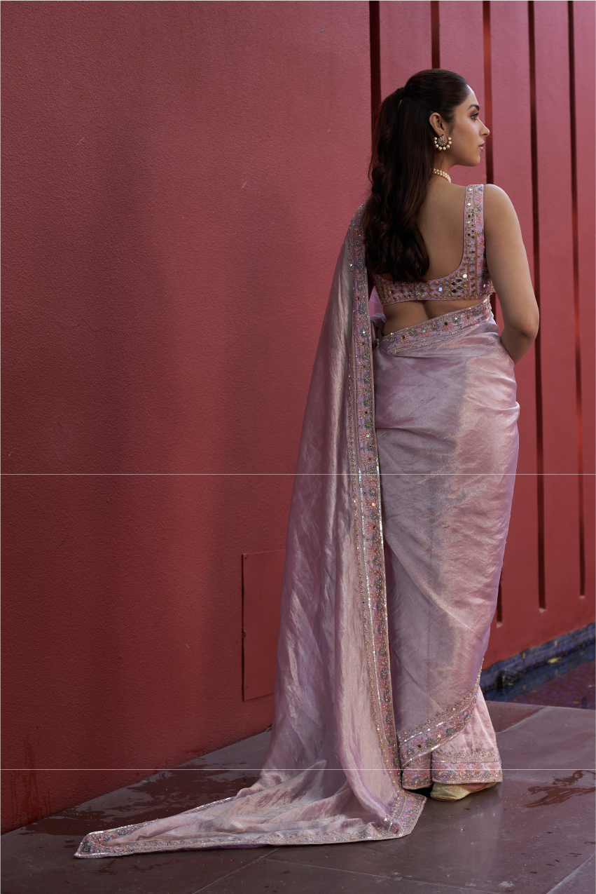 Lilac Pure Tissue Sari