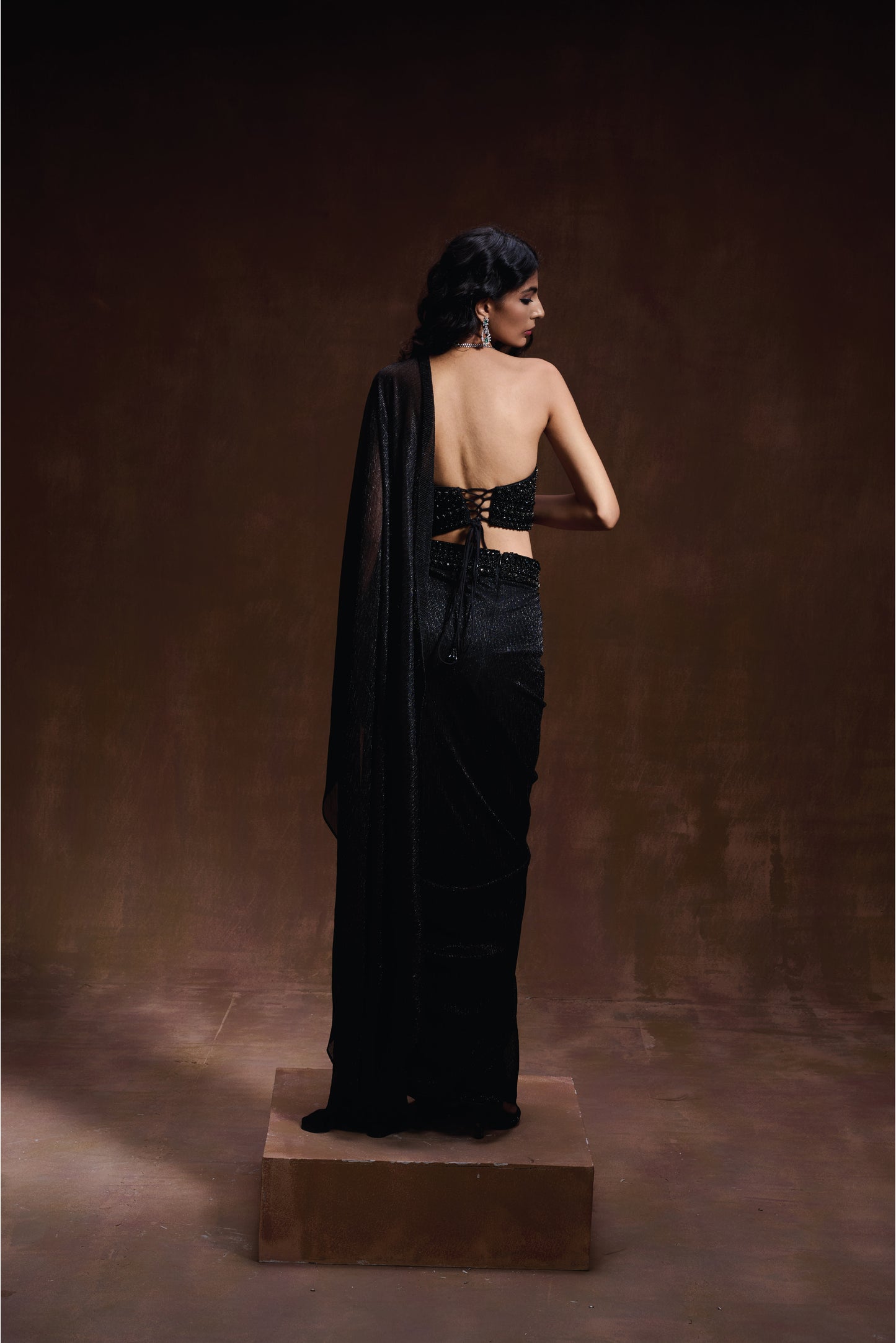 Black Metallic Shimmer Drape Set