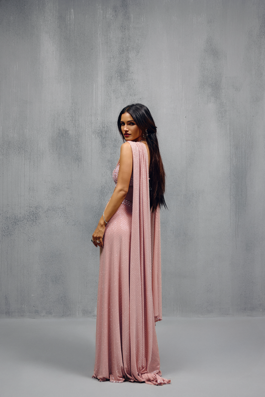 Light Pink Crystal Embellished Lehanga
