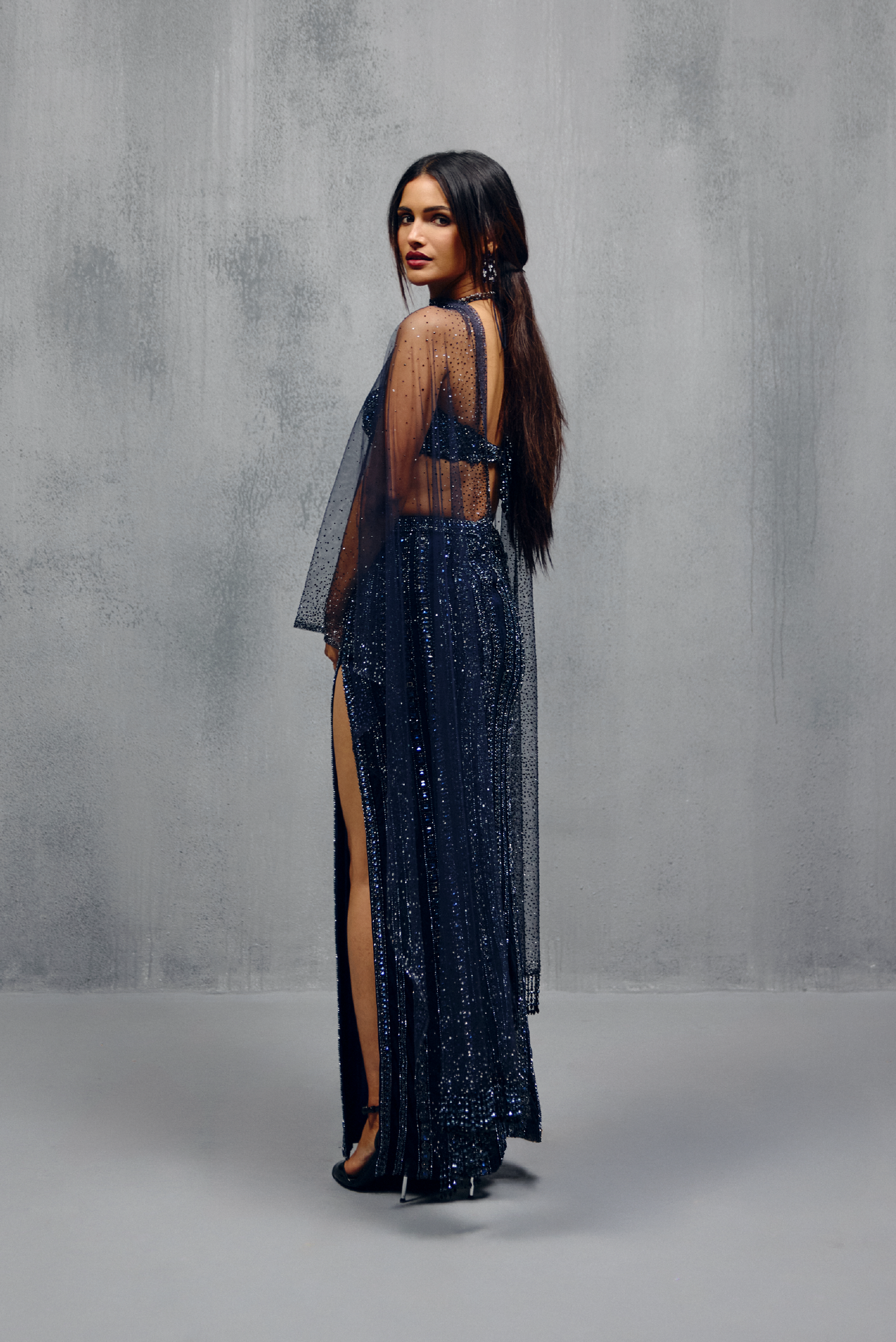 Royal Blue Stone Embellished Lehenga Set