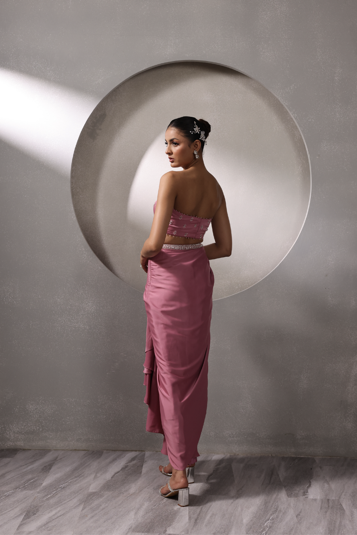 Blush Pink Choker-Drape Dupatta Set
