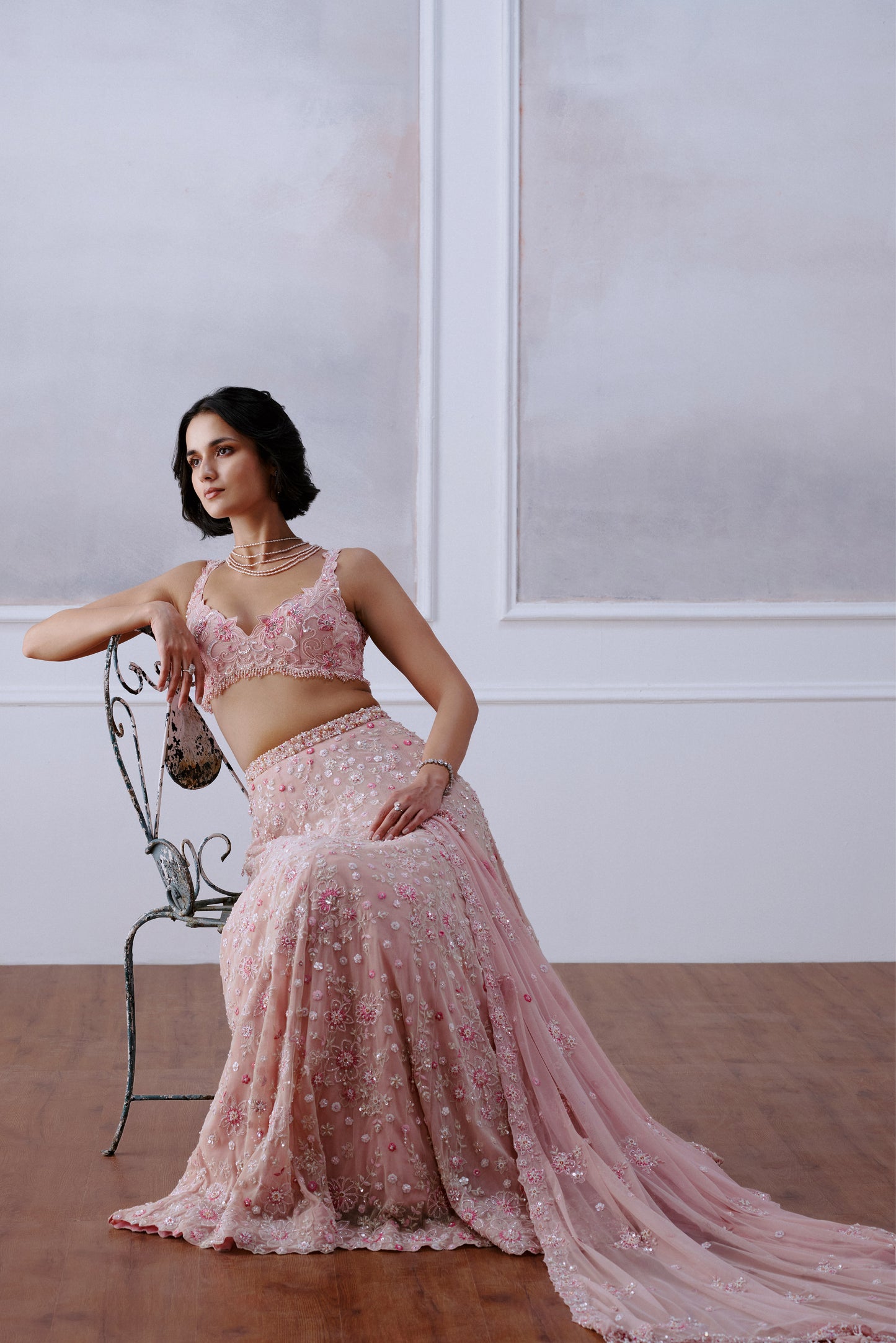 Blush Pink Floral Lehanga Set