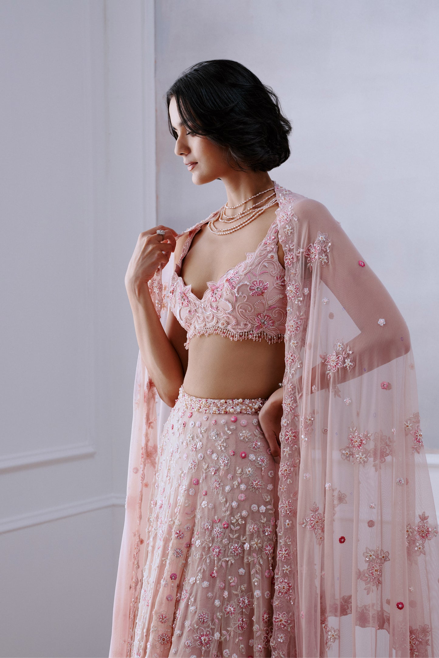 Blush Pink Floral Lehanga Set