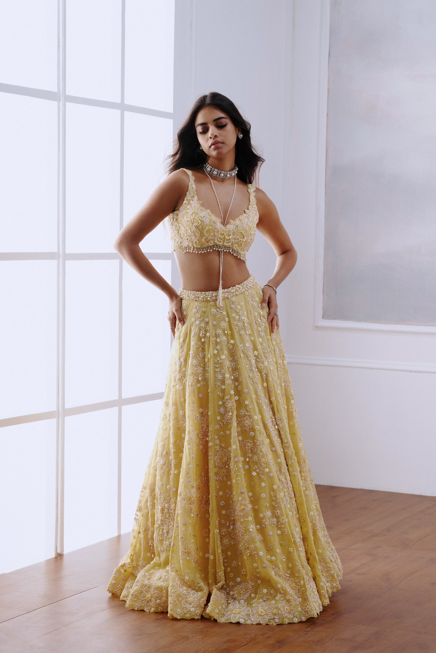 Butter Yellow Floral Lehanga Set