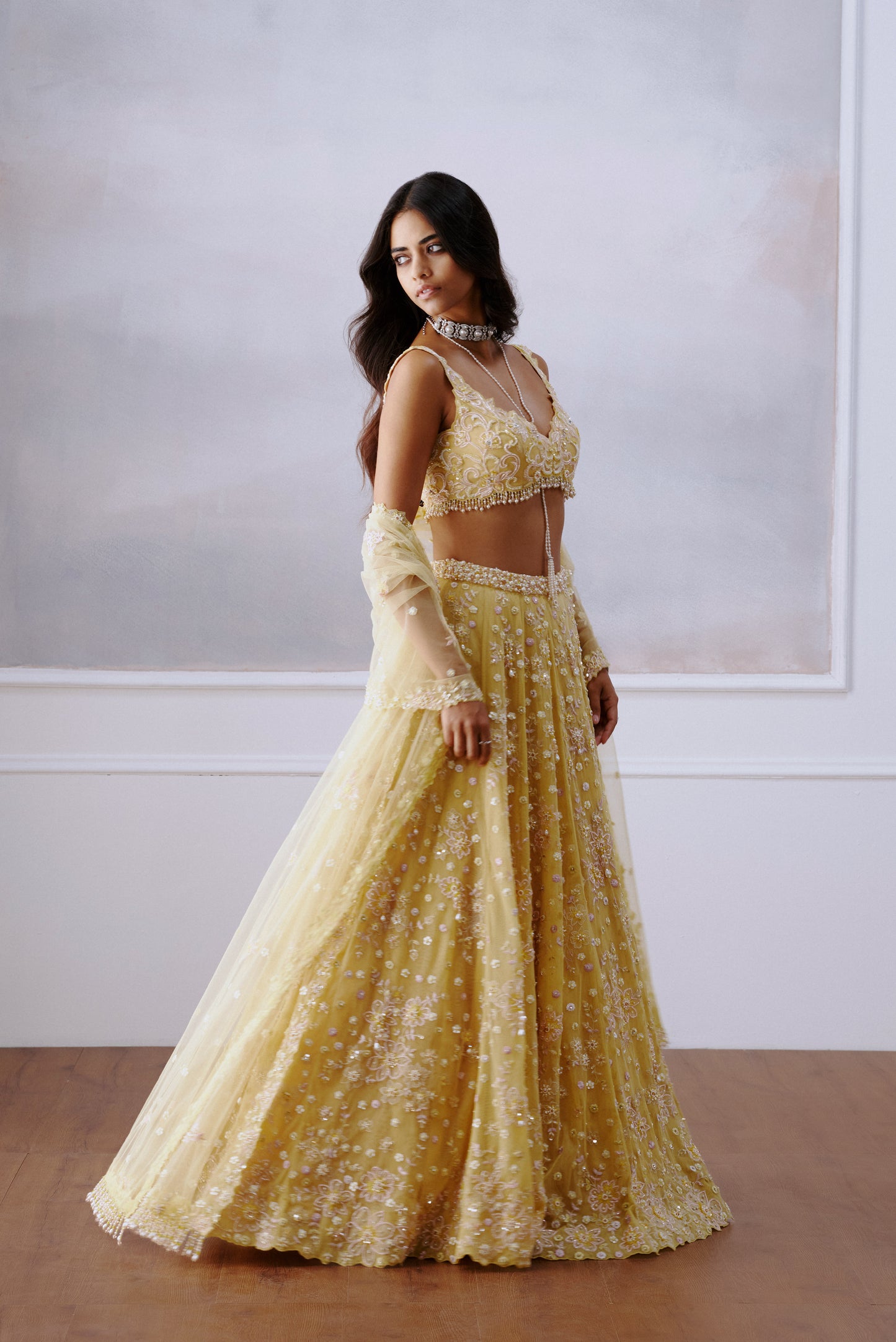 Butter Yellow Floral Lehanga Set