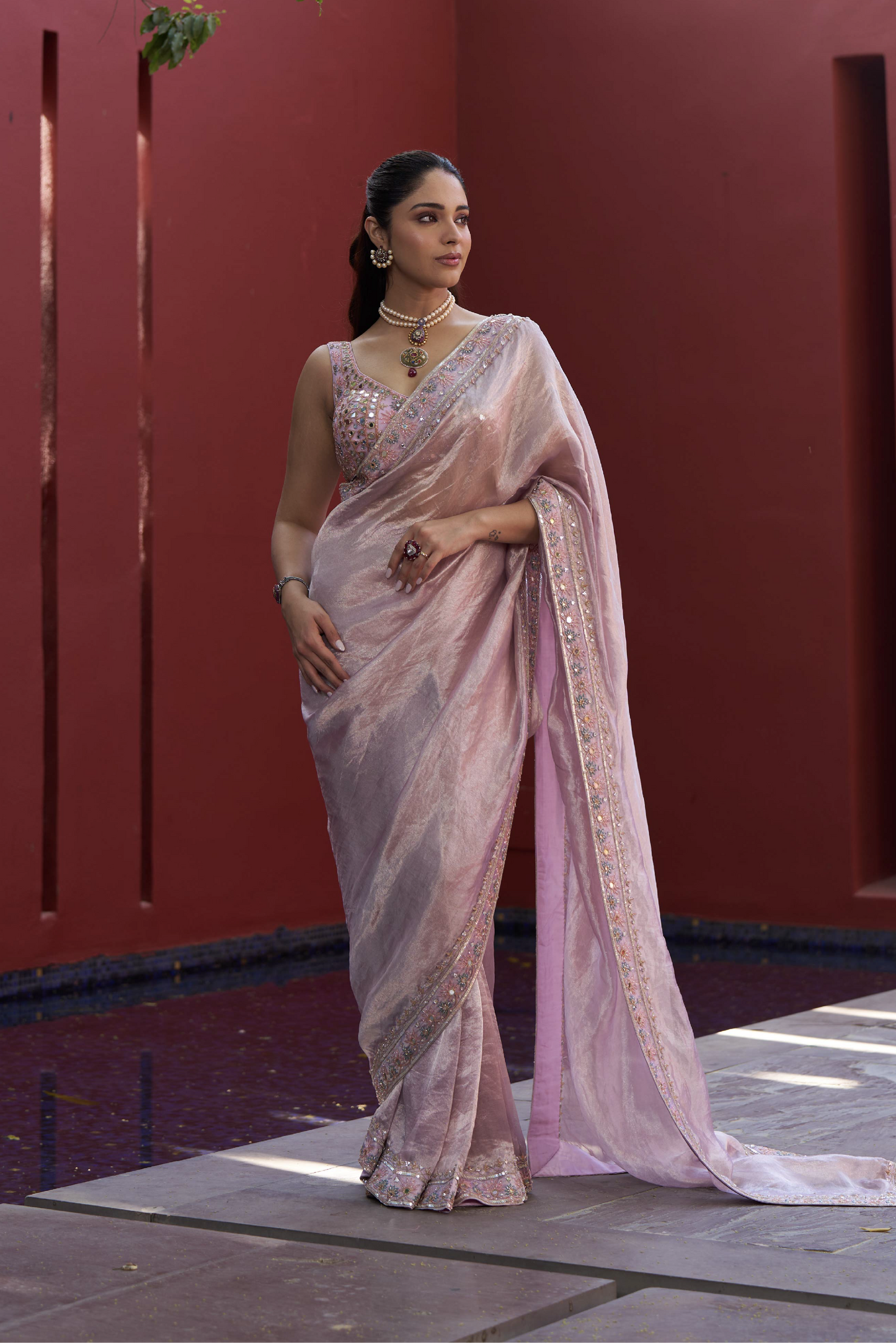 Lilac Pure Tissue Sari